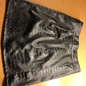 Black leather snake skin skirt